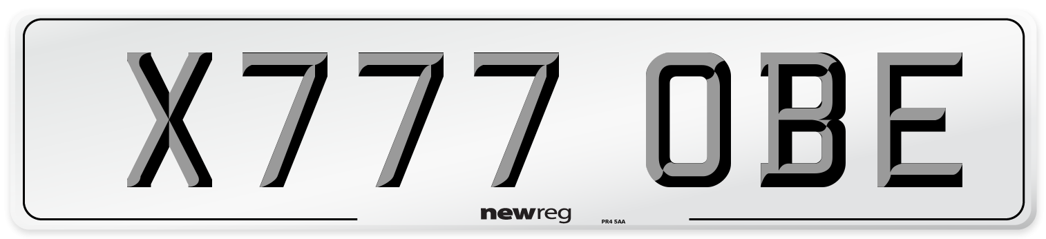 X777 OBE Number Plate from New Reg